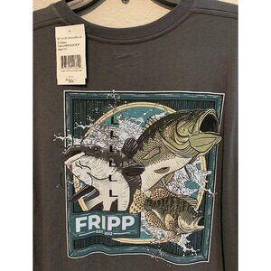 FRIPP 3 Fish Bass Catfish Men's Long Sleeve Tshirt Large Grey Sport Fishing
